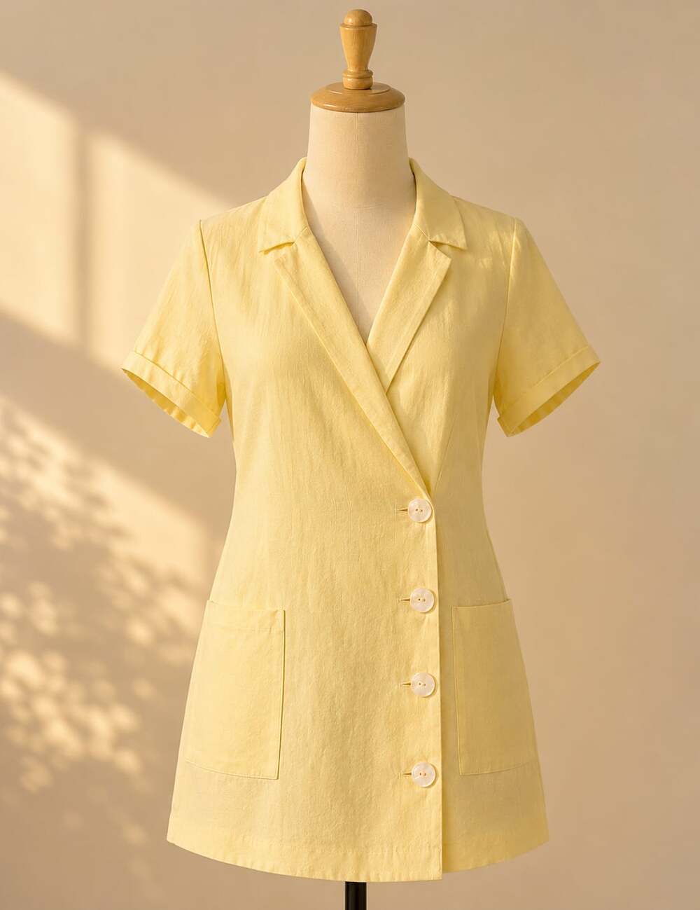 Show Me Your Mumu Bicoastal Blazer Romper Butter Yellow Linen Blend Size S